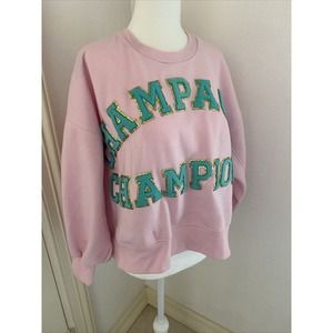 Judith March Champagne Champion Sweatshirt Medium Pink Crew Neck Embroidered